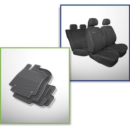 Set: tappetini auto in gomma + coprisedili su misura per Renault Clio IV Hatchback (2012-2019) - Elegance - P-4