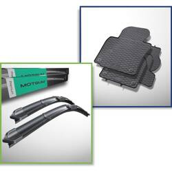 Set: tappetini auto in gomma + spazzole tergicristallo anteriori per Skoda Octavia II Station Wagon, Liftback (05.2004-06.2013)
