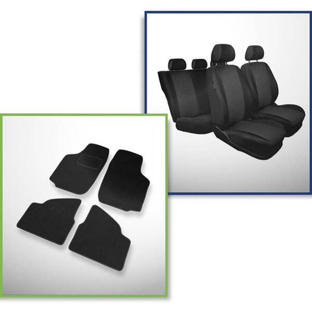 Set: tappetini in feltro + coprisedili cuciti su misura per Opel Corsa C Hatchback, Berlina, Van (2000-2006) – serie Practic