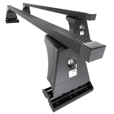 Barre portatutto in acciaio per Nissan Primera W12 Station Wagon (2002-2007) - portapacchi auto colore nero - portabagagli barre da tetto - Amos - β-103 - O - con punti di fissaggio di serie
