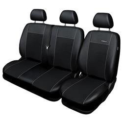 Coprisedili su misura per Volkswagen Transporter T6 Van (2015-2019) per tre file di sedili - fodere sedili - set coprisedili auto - Auto-Dekor - Premium - nero