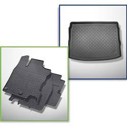 Set: tappetini auto in gomma + tappetino per bagagliaio per Nissan Qashqai II Crossover (02.2014-05.2021) - Guardliner - vano superiore ; modelli con piano di carico regolabile