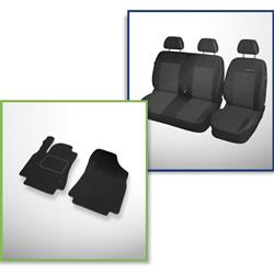Set: tappetini in velluto + coprisedili cuciti su misura per Citroen Berlingo II Van (2008-2018) – serie Elegance P-1 - solo sedili anteriori: sedile + sedile doppio
