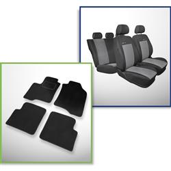 Set: tappetini in velluto + coprisedili cuciti su misura per Fiat Panda III Hatchback, Van (2012-....) – serie Elegance P-2 - 4 posti