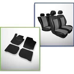 Set: tappetini in velluto + coprisedili cuciti su misura per Skoda Rapid Liftback (2012-2019) – serie Premium grigio - copribracciolo posteriore