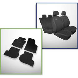 Set: tappetini in velluto + coprisedili cuciti su misura per Volkswagen Golf VI Hatchback, Cabriolet, Variant (2008-2012) – serie Elegance P-4 - seconda fila: schienale diviso, copribracciolo posteriore