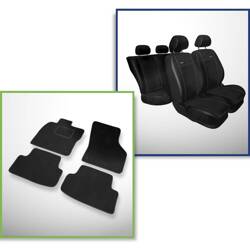 Set: tappetini in velluto + coprisedili cuciti su misura per Volkswagen Golf VII Hatchback, Variant (2012-2019) – serie Premium nero