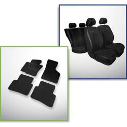 Set: tappetini in velluto + coprisedili cuciti su misura per Volkswagen Passat B6 Variant (2005-2010) – serie Premium nero