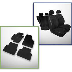 Set: tappetini in velluto + coprisedili cuciti su misura per Volkswagen Tiguan SUV (2007-2016) – serie Premium nero