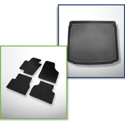 Set: tappetini in velluto + tappetino per bagagliaio per Volkswagen Tiguan I (07.2007-04.2016) 5 porte - Guardliner - portabagagli inferiore; con kit di riparazione