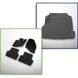 Set: tappetini in velluto + tappetino per bagagliaio per Volvo S80 I (1999-2006) 4 porte - Standard