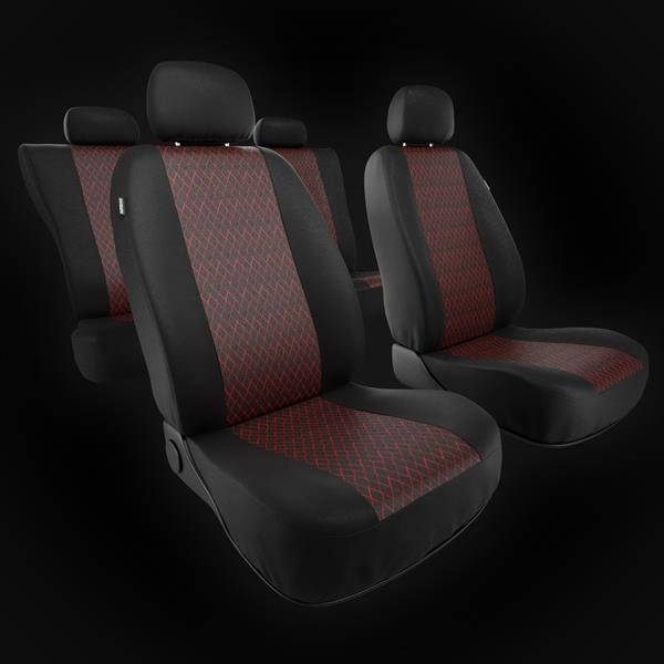 Coprisedili per Fiat Punto Grande, Evo, 2012 (2005-2018) - fodere sedili  universali - set coprisedili auto - Auto-Dekor - Profi - rosso rosso