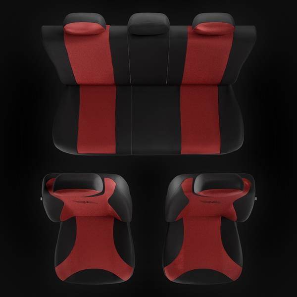 Coprisedili per Fiat Seicento (1998-2010) - fodere sedili universali - set  coprisedili auto - Auto-Dekor - Turbo - rosso rosso