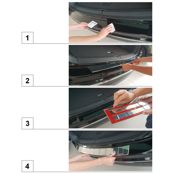 Protezione per paraurti posteriore in acciaio per Nissan X-Trail T32 FL SUV  (5 porte) - (2017-2020) - Croni - 4 Trapezi - nero (superficie satinata) 4  trapezi - nero (superficie satinata)