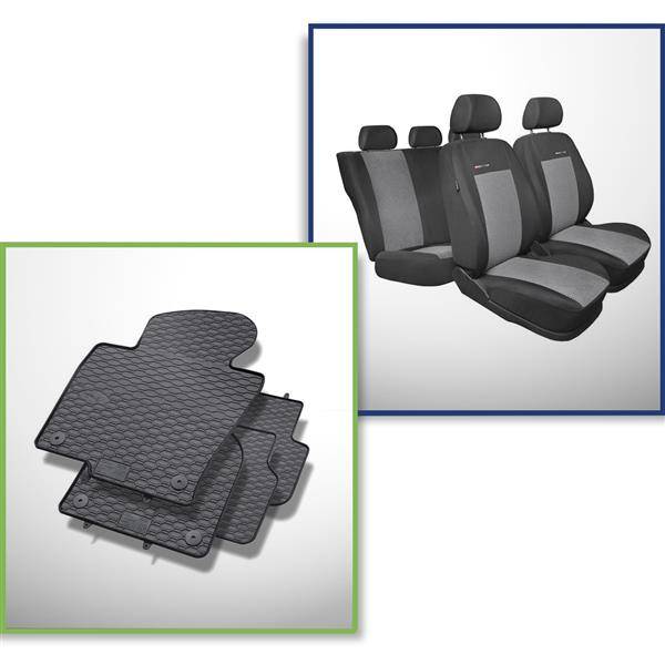 Set: tappetini auto in gomma + coprisedili su misura per Volkswagen Passat  B6 Berlina (2005-2010) - Elegance - P-2