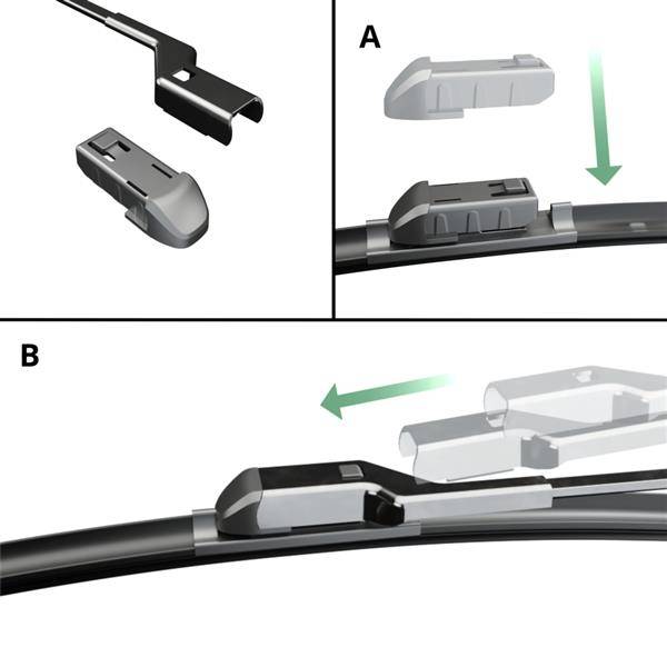 Spazzole tergicristallo anteriori per Nissan Pulsar Hatchback  (07.2014-2018) - tergicristalli auto - lame tergilunotto - Motgum - spazzole  ibride X