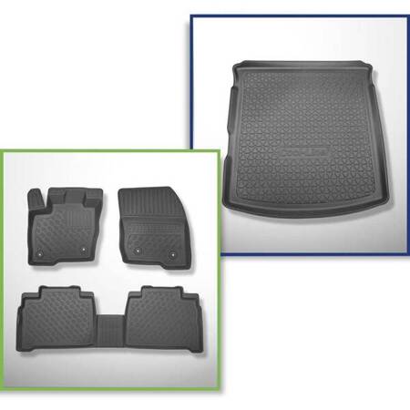 Set: tappetini in TPE + tappetino per bagagliaio per Ford S-Max II Monovolume (09.2015-....) - Aristar - Cool liner - 5 posti; anche per versione ibrida; senza terza fila