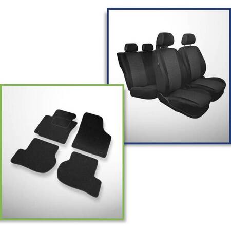 Set: tappetini in feltro + coprisedili cuciti su misura per Skoda Octavia II Station Wagon, Liftback (2004-2013) – serie Practic