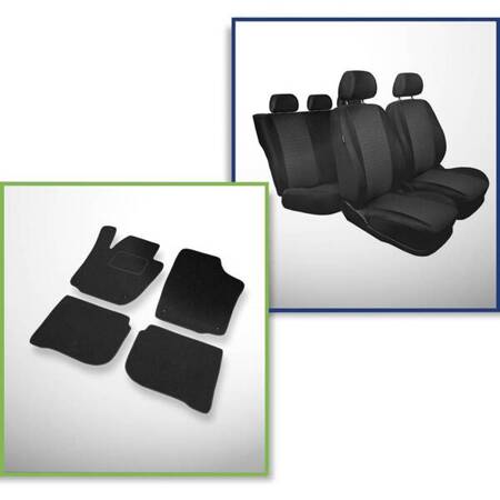 Set: tappetini in feltro + coprisedili cuciti su misura per Skoda Rapid Liftback, Spaceback (2012-2019) – serie Practic