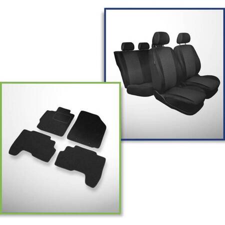 Set: tappetini in feltro + coprisedili cuciti su misura per Toyota Yaris II Hatchback, Berlina (2005-2010) – serie Practic