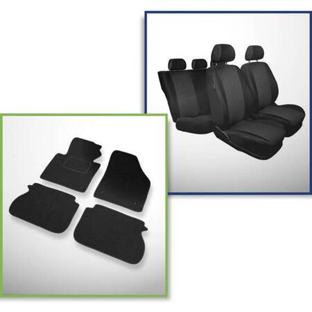 Set: tappetini in feltro + coprisedili cuciti su misura per Volkswagen Caddy III Cargo (2004-2015) – serie Practic