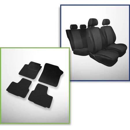 Set: tappetini in feltro + coprisedili cuciti su misura per Volkswagen up! Hatchback (2011-2019) – serie Practic - seconda fila: schienale diviso