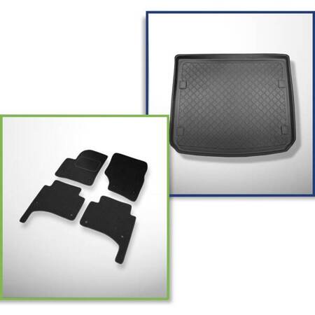 Set: tappetini in feltro + tappetino per bagagliaio per Volkswagen Touareg I (11.2002-2010) 5 porte - Guardliner