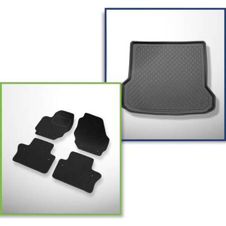 Set: tappetini in feltro + tappetino per bagagliaio per Volvo V70 III (09.2007-2016) 5 porte - Guardliner