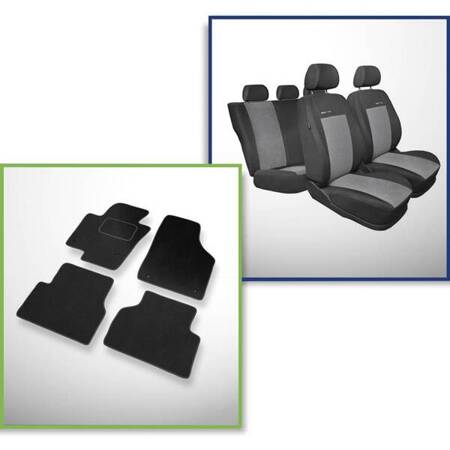 Set: tappetini in velluto + coprisedili cuciti su misura per Volkswagen Tiguan SUV (2007-2016) – serie Elegance P-2