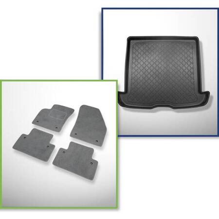 Set: tappetini in velluto + tappetino per bagagliaio per Volvo V50 I (2004-05.2012) 5 porte - Guardliner